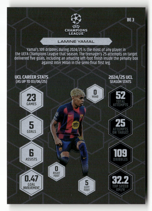 2025-26 Match Attax UEFA Club Competitions #BE3 Lamine Yamal Black Edge Edition