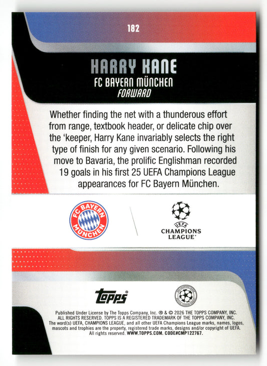 2025-26 Topps UEFA Club Competitions #182 Harry Kane Black Holo #/10