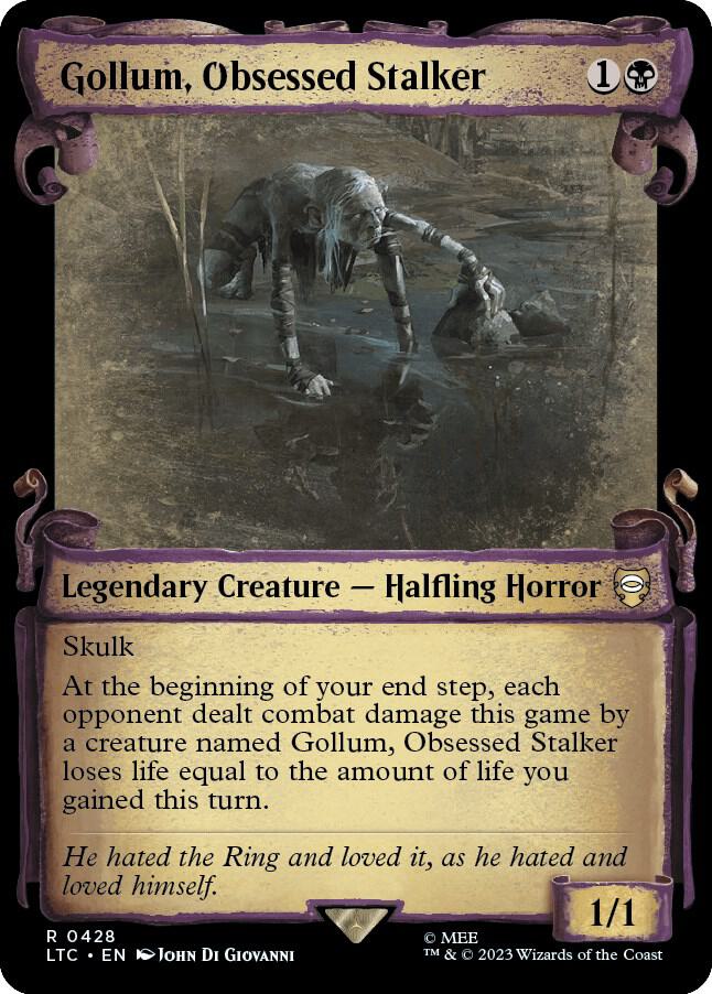 Gollum Obsessed Stalker Showcase Scrolls 428 (Commander: The Lord of the Rings: Tales of Middle-earth)  - Showcase Scroll Foil