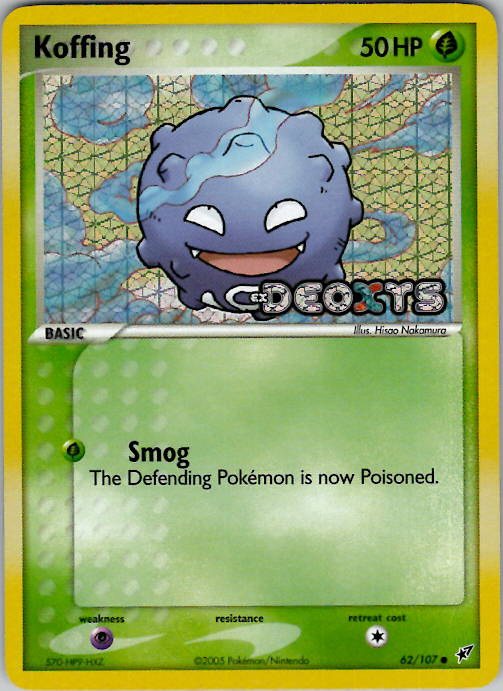 2005 Pokemon Deoxys 62/107 Koffing Common Reverse Foil Stamped 