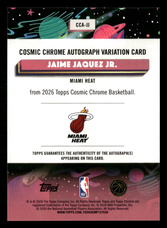 25-26 Topps Chrome Cosmic CCA-JJ Jaime Jaquez Jr. Auto Orange Galactic  #/25