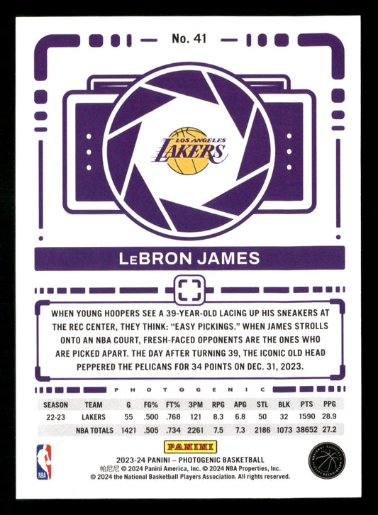 2023-24 Panini Photogenic #41 LeBron James