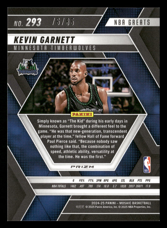 2024-25 Panini Mosaic #293 Kevin Garnett Fast Break Blue Mosaic #/85