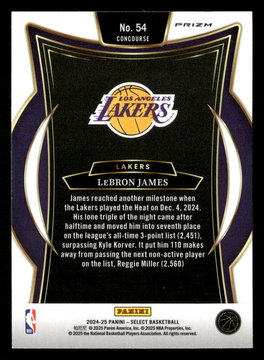 2024-25 Panini Select #54 LeBron James Blue Cracked Ice Prizm