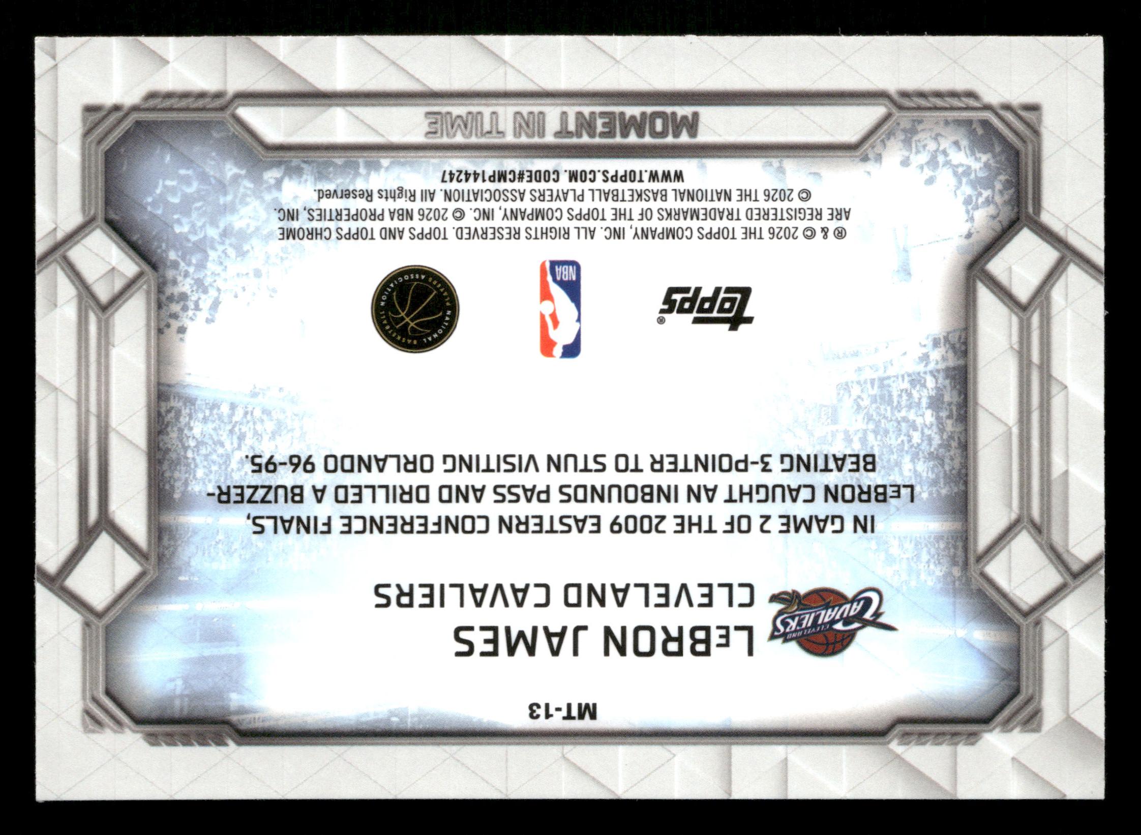 2025-26 Topps Chrome Update #MT-13 LeBron James Moment In Time