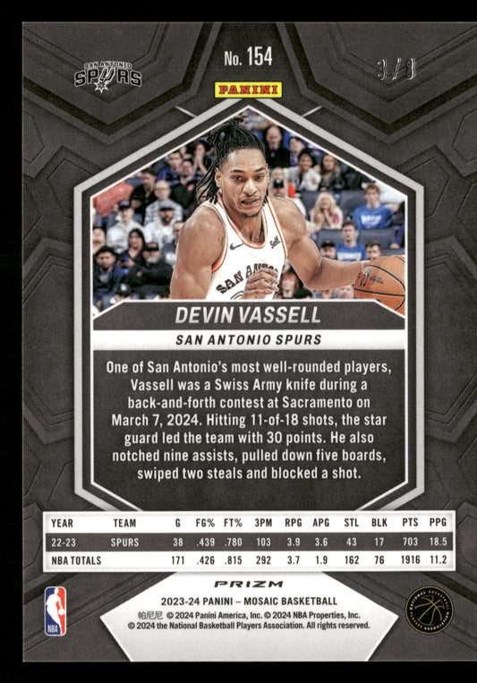 2023-24 Panini Mosaic #154 Devin Vassell Choice Black Gold #/8