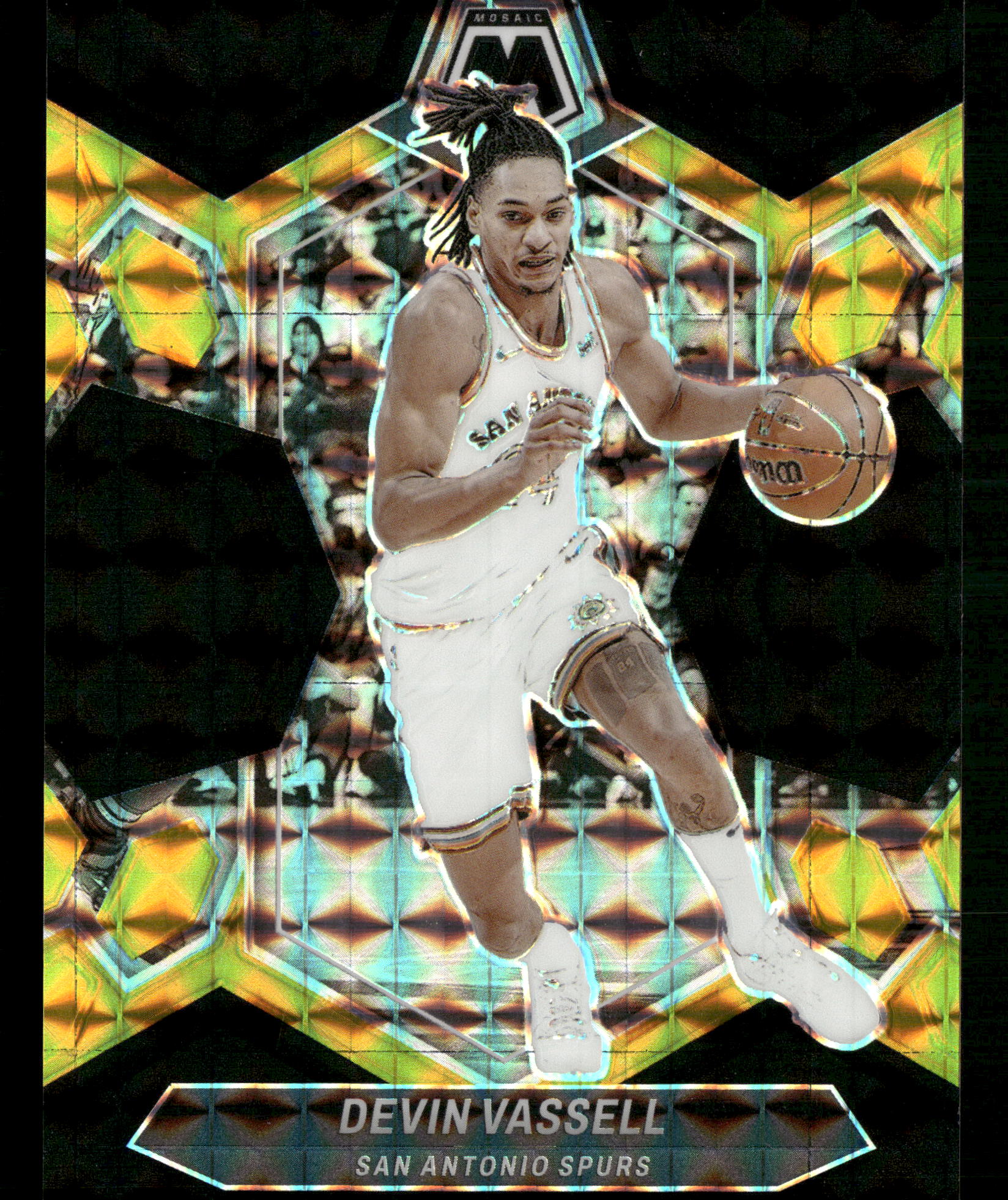 2023-24 Panini Mosaic #154 Devin Vassell Choice Black Gold #/8