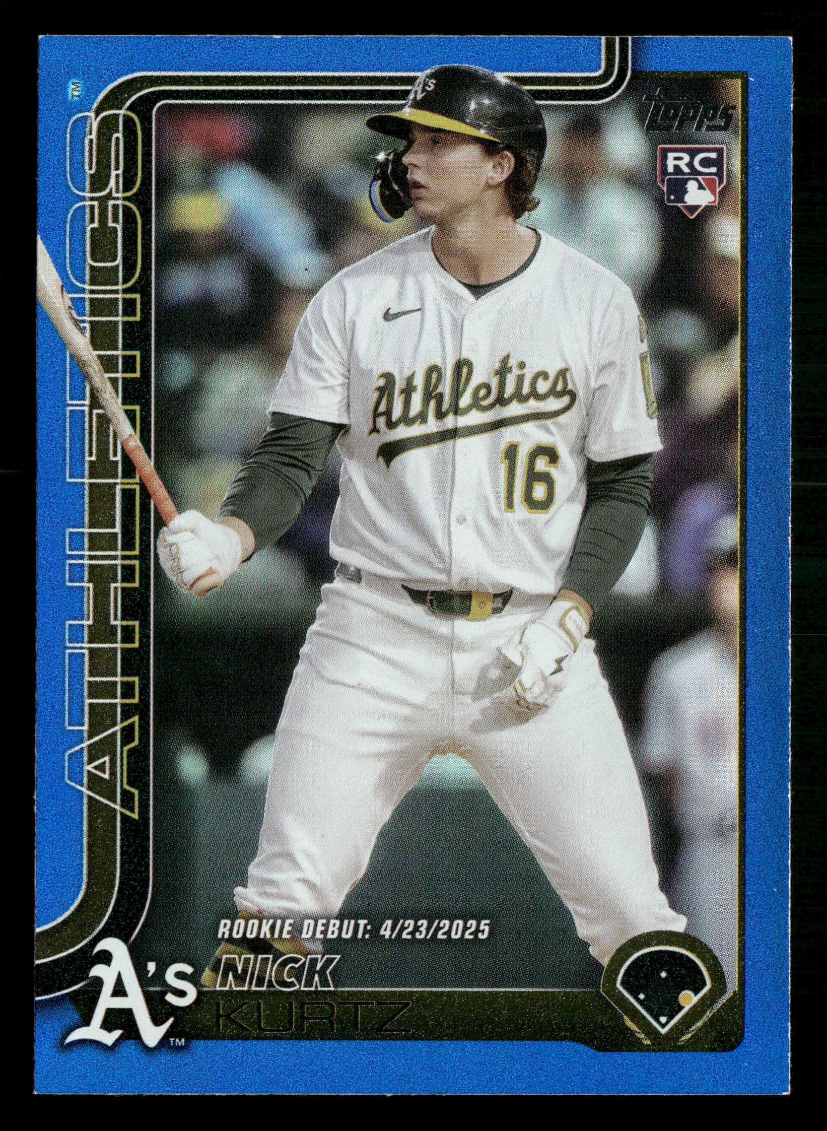 2025 Topps Update #US197 Nick Kurtz Blue Rainbow Foil #/150