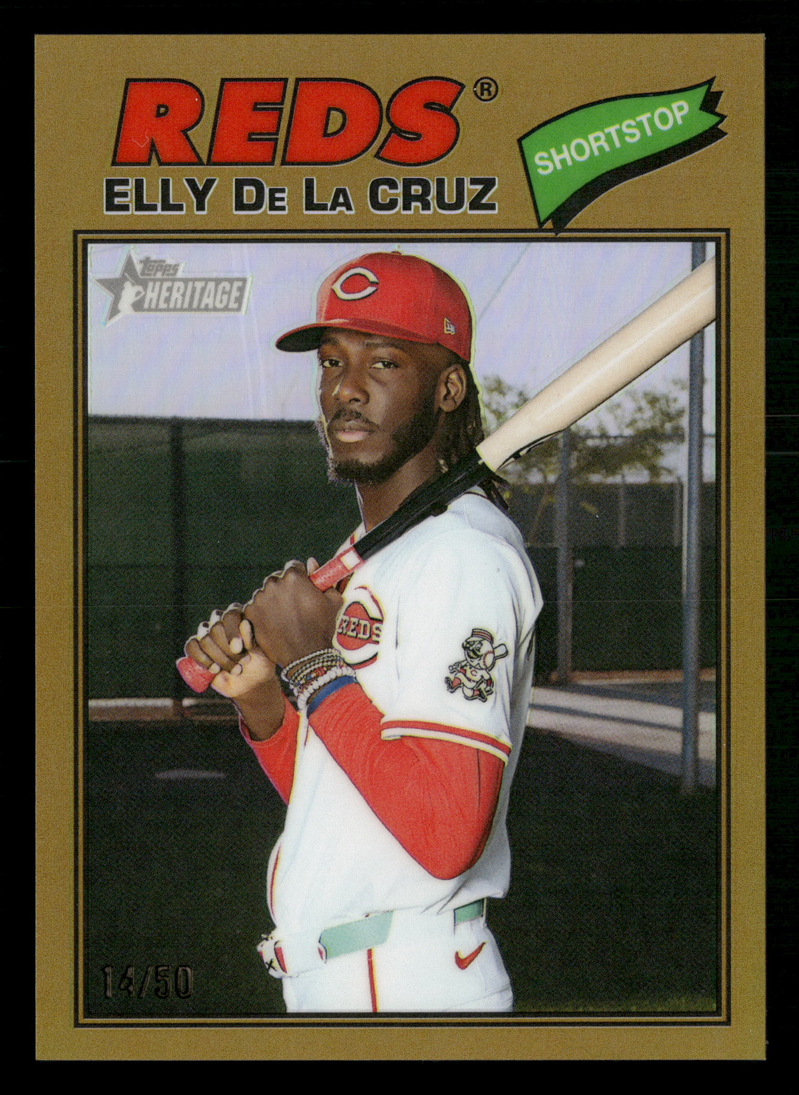 2026 Topps Heritage #70 Elly De La Cruz Chrome Gold Refractors #/50