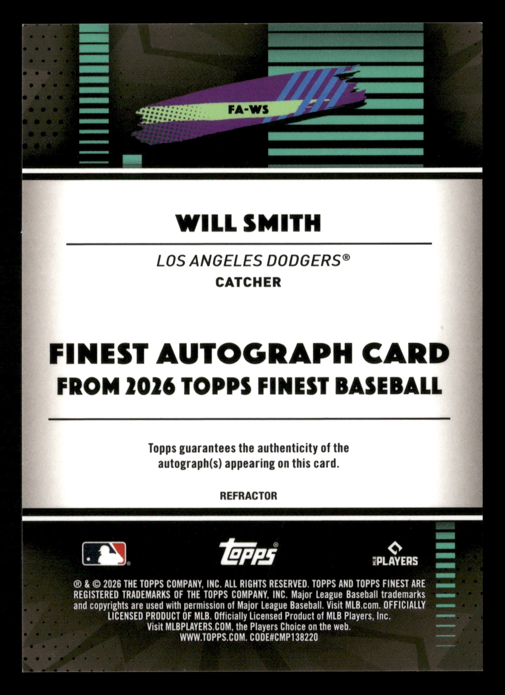 2026 Finest #FA-WS Will Smith Finest Autographs Refractors