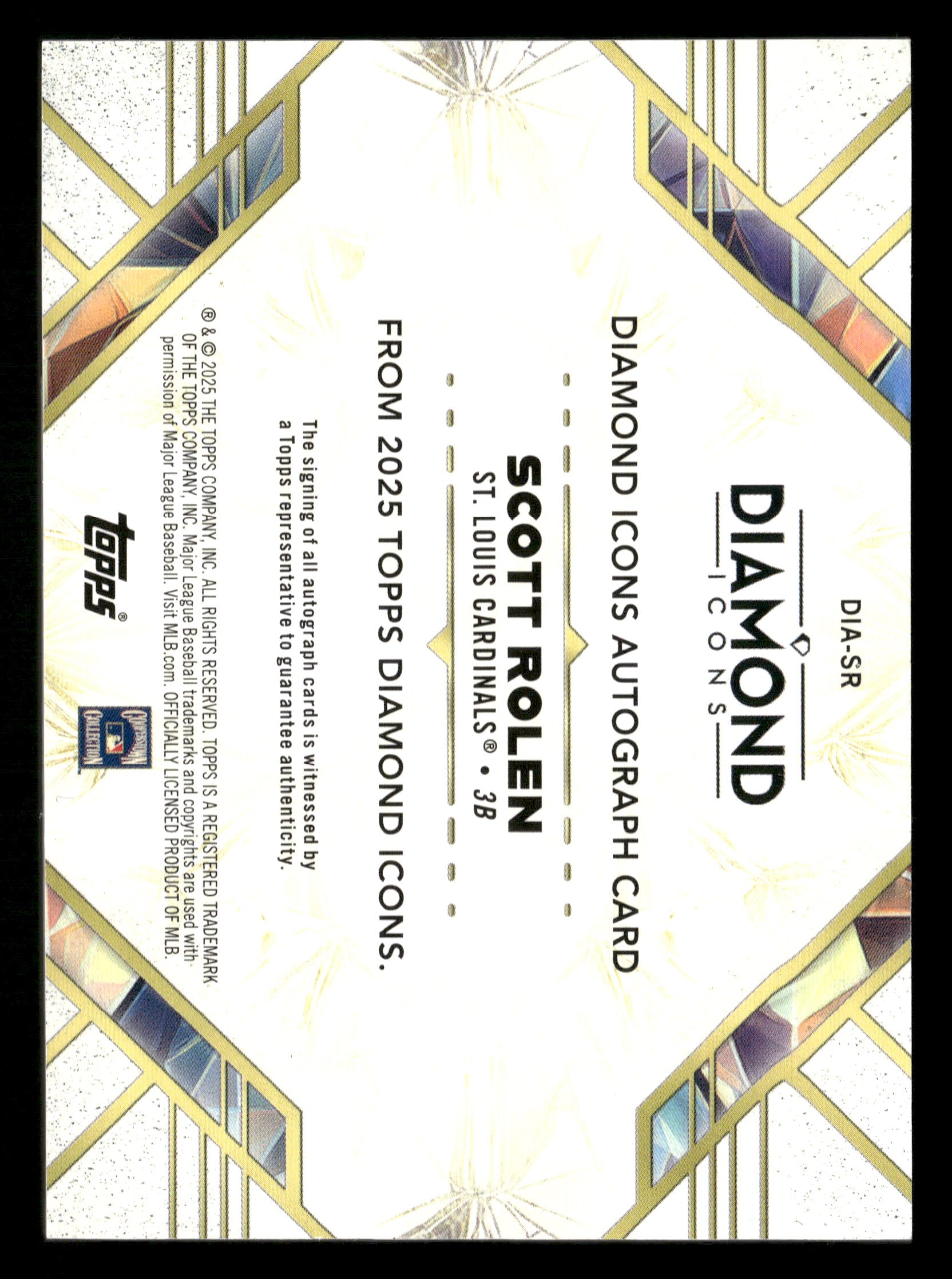 2025 Topps Diamond Icons #DIA-SR Scott Rolen Diamond Icons Autographs #/25