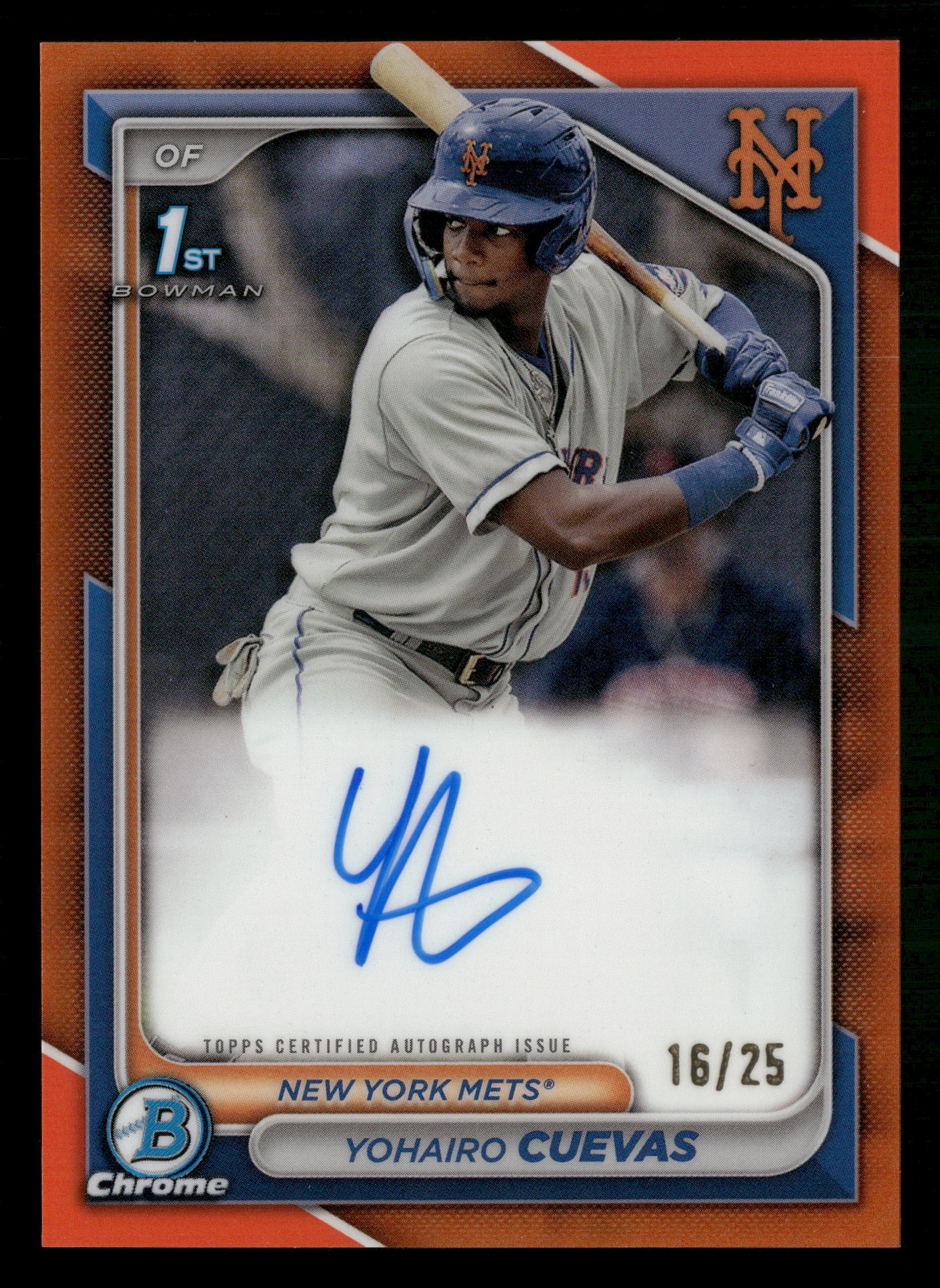 2024 Bowman Chrome #CPA-YCU Yohairo Cuevas Prospect Autographs Orange #/25