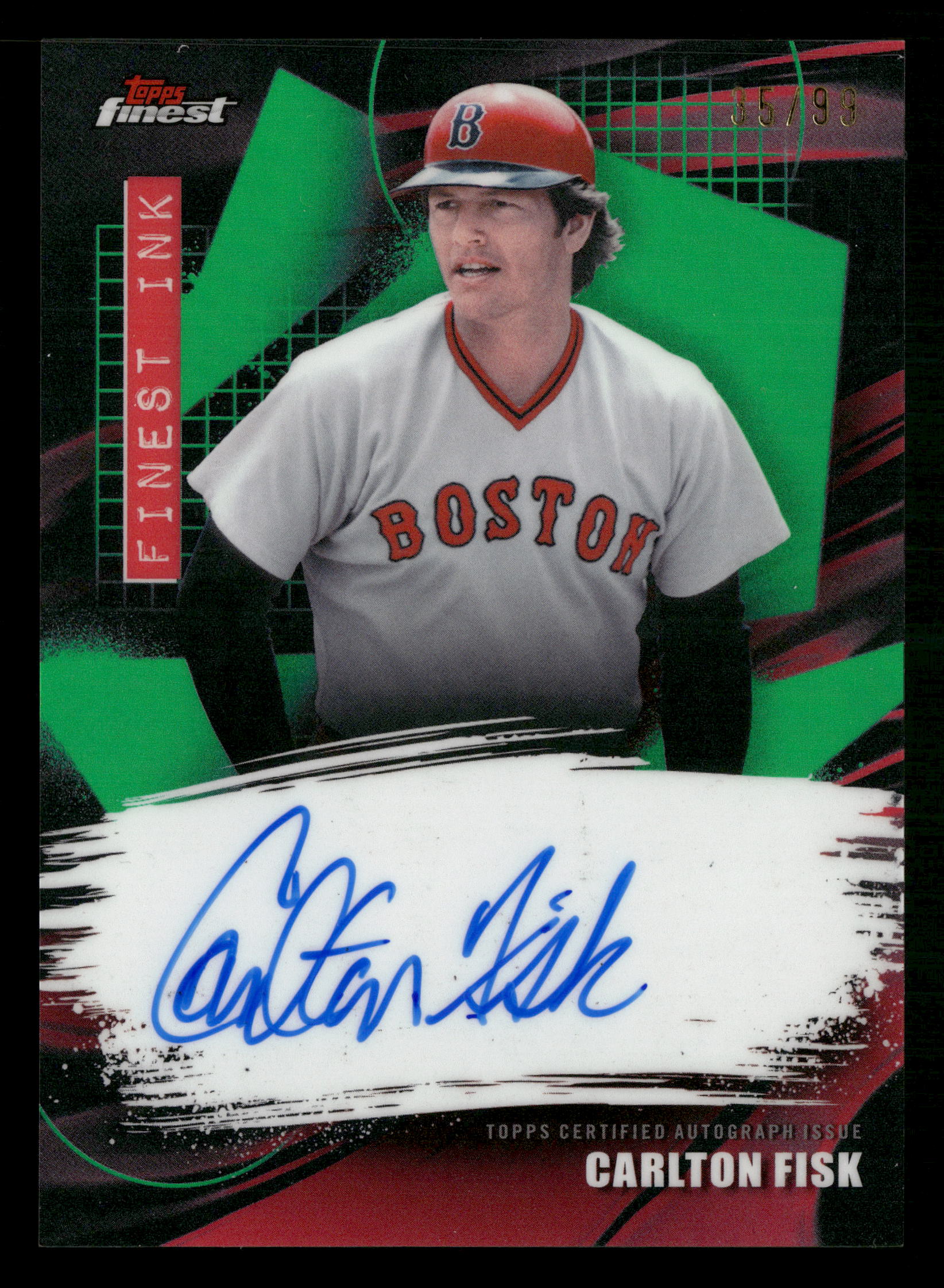 2026 Finest #FI-CF Carlton Fisk Finest Ink Green Refractor #/99