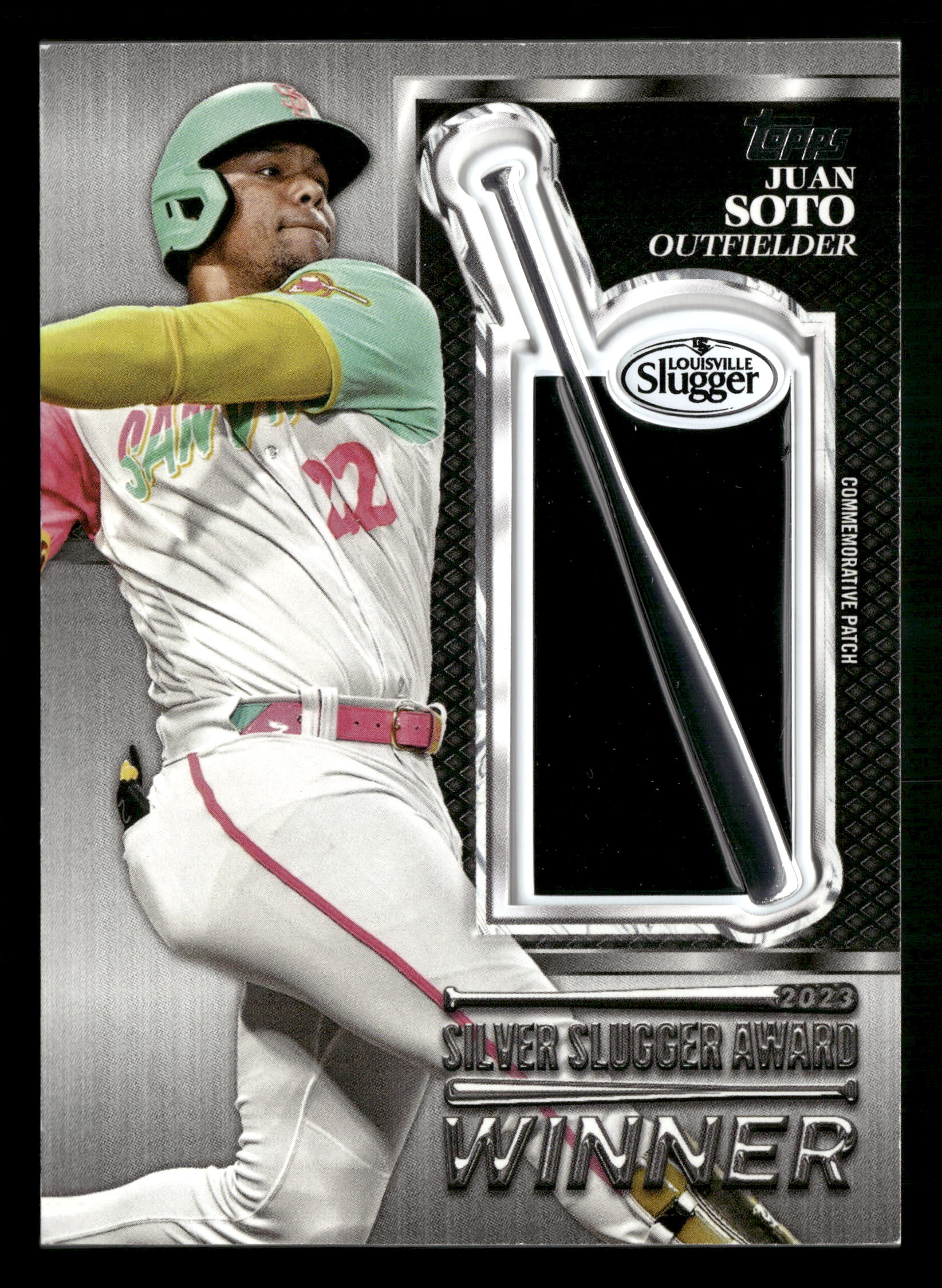 2024 Topps #SS-JS Juan Soto Silver Slugger Award Winner Patches Black #/299