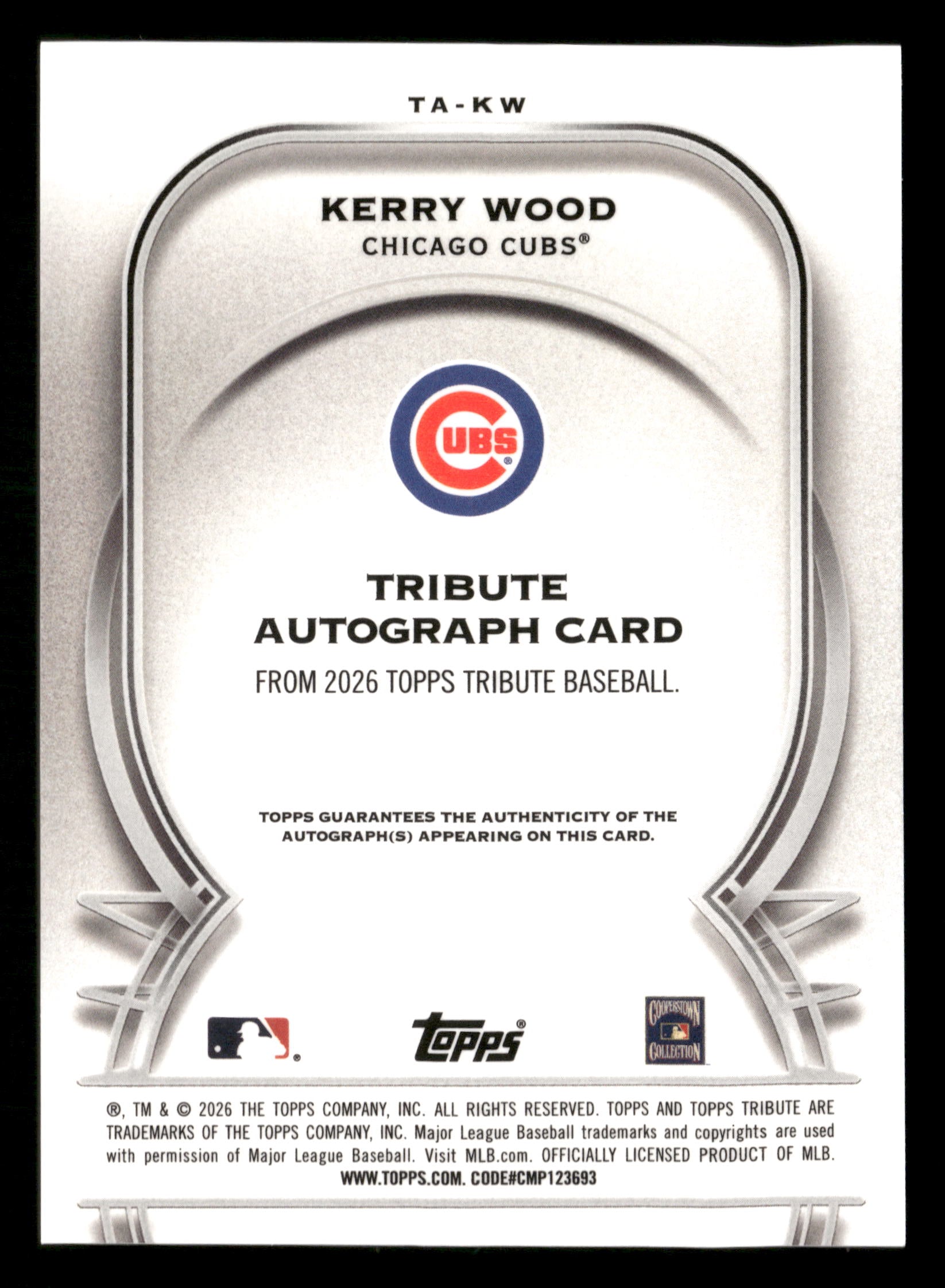 2026 Topps Tribute #TA-KW Kerry Wood Tribute Autographs Green #/99