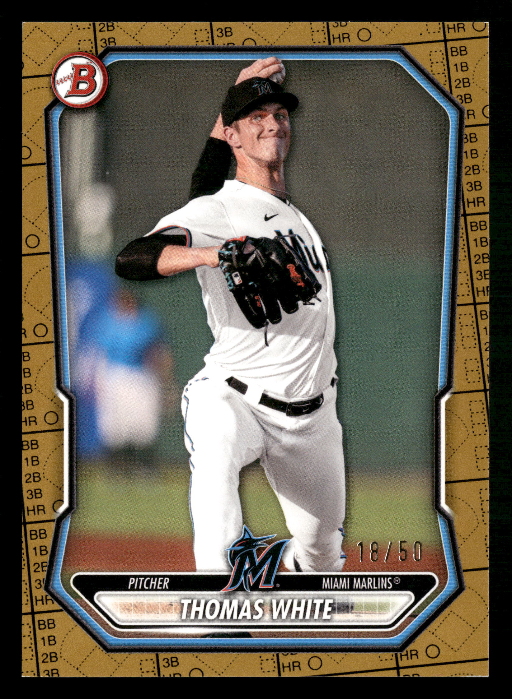 2026 Bowman #BP-80 Thomas White Prospects Gold Pattern #/50