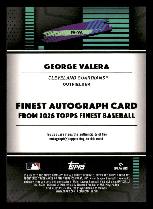 2026 Finest #FA-VA George Valera Finest Autographs Blue Refractors #/150