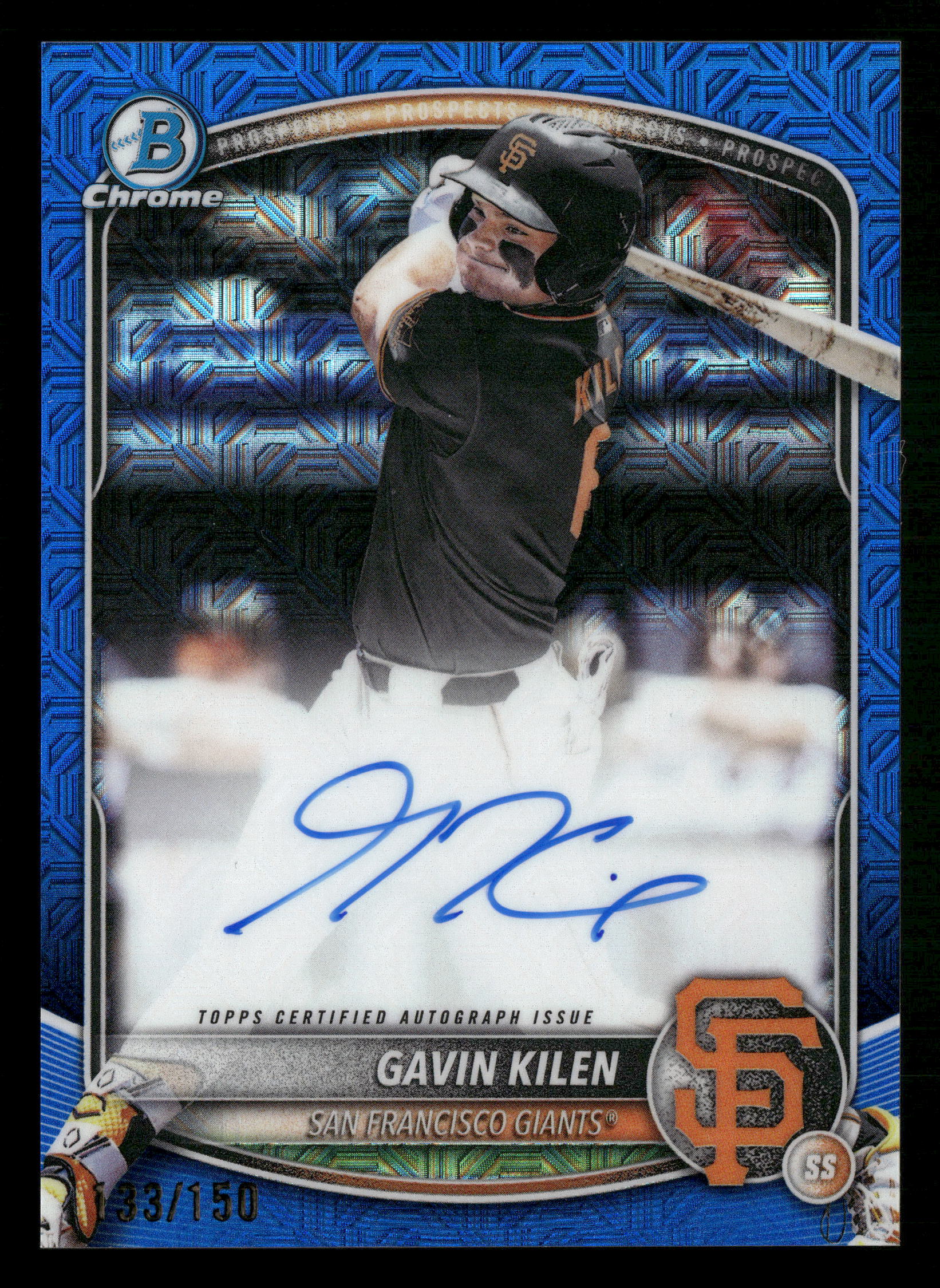 2025 Bowman Draft Gavin Kilen Chrome Prospect Autographs Blue Mojo #/150