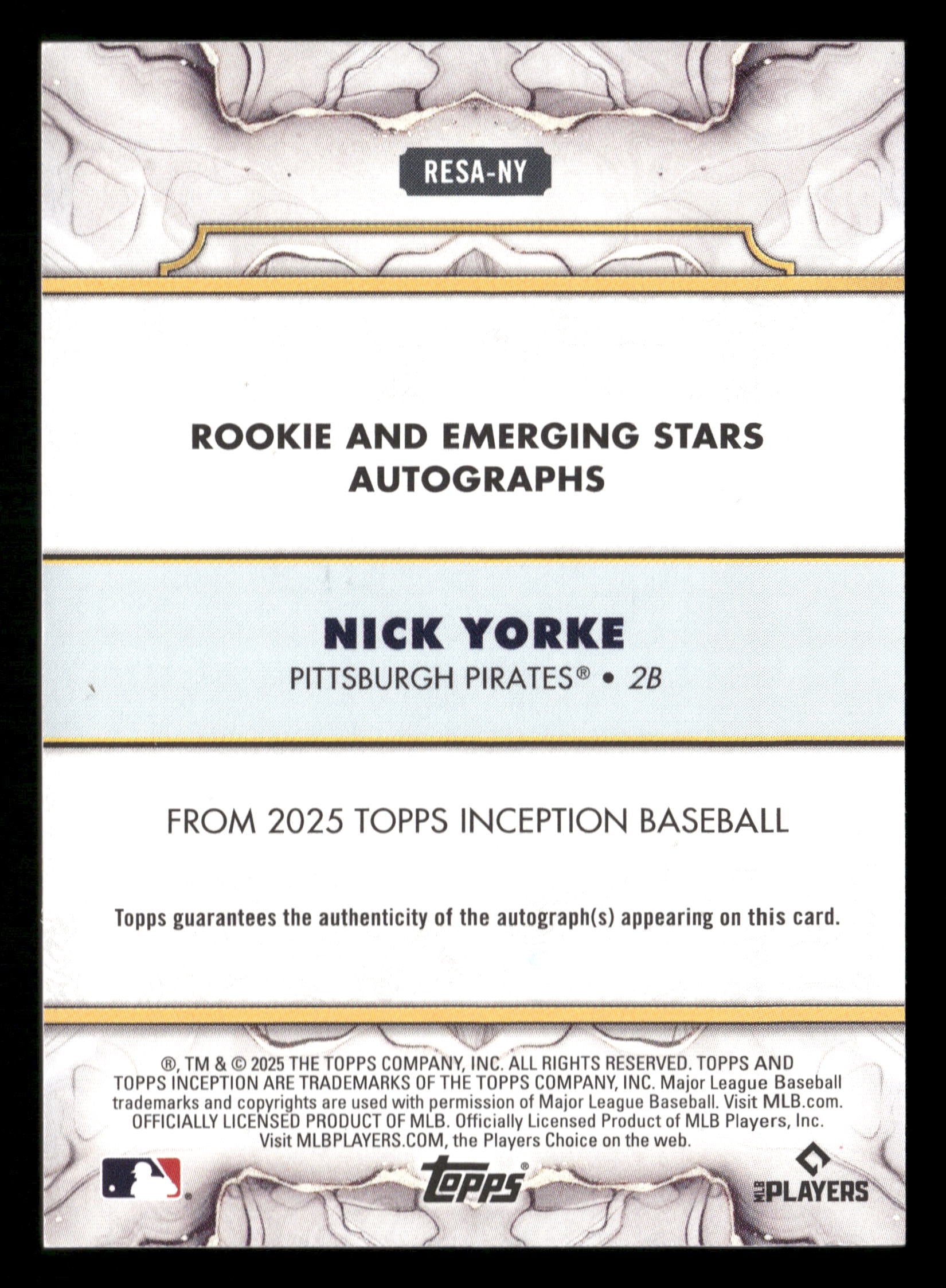 2025 Inception #RESA-NY Nick Yorke Rookie & Emerging Stars Autographs Red #/99
