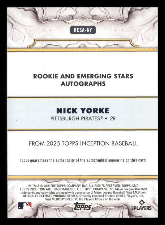 2025 Inception #RESA-NY Nick Yorke Rookie & Emerging Stars Autographs Red #/99