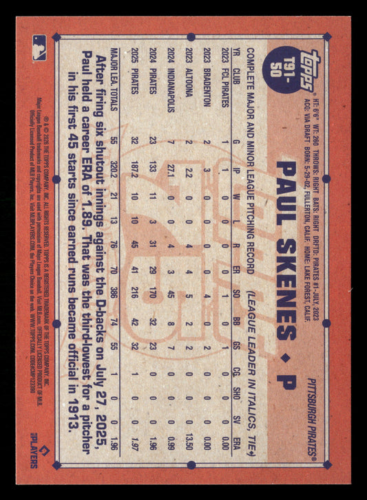 2026 Topps #T91-50 Paul Skenes 1991 35th Anniversary Crackle Foil (Series One)