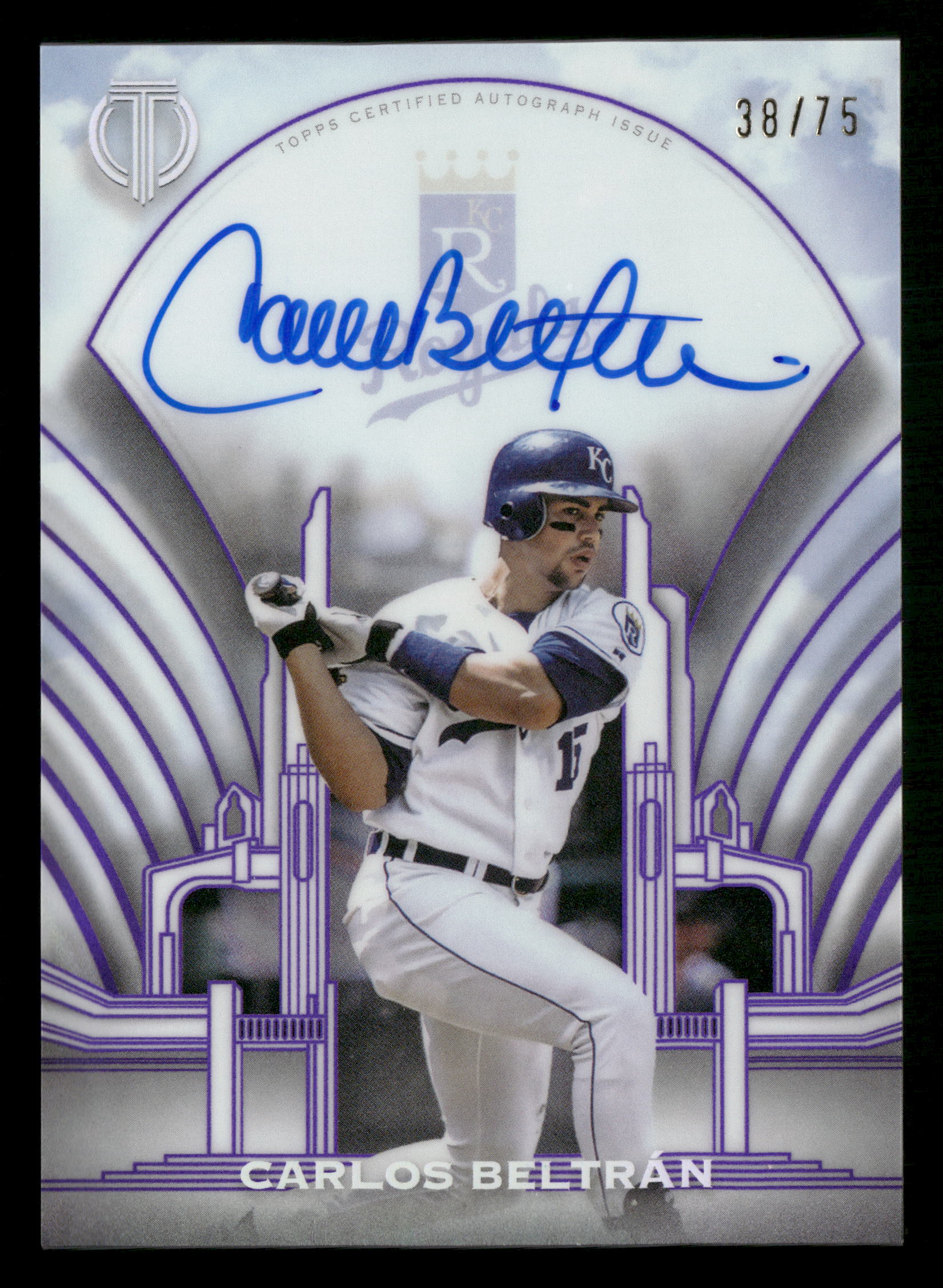 2026 Topps Tribute #TCC-CB Carlos Beltran Crest Calligraphy Purple #/75