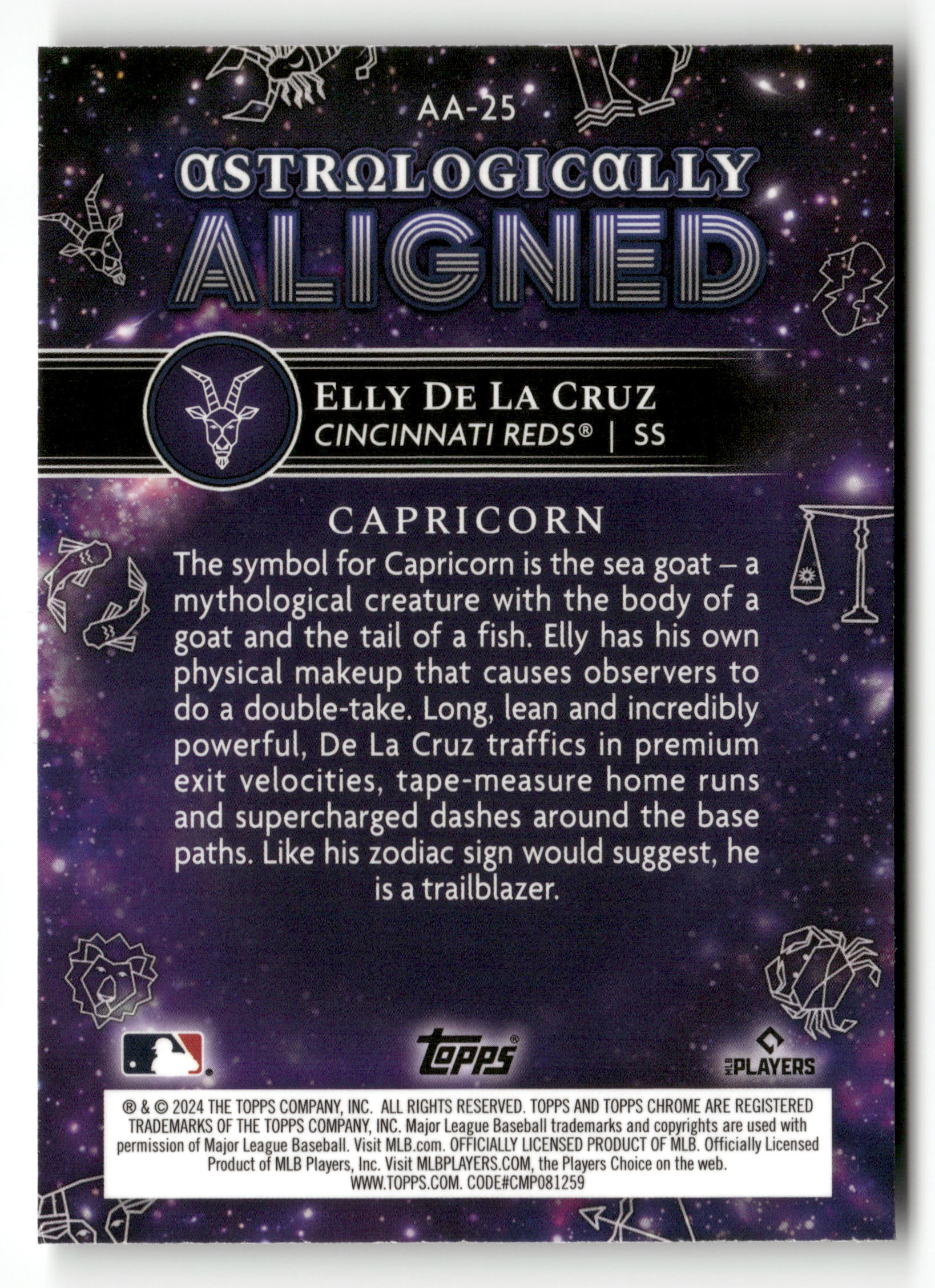 2024 Topps Chrome Cosmic #AA-25 Elly De La Cruz Astrologically Aligned RC
