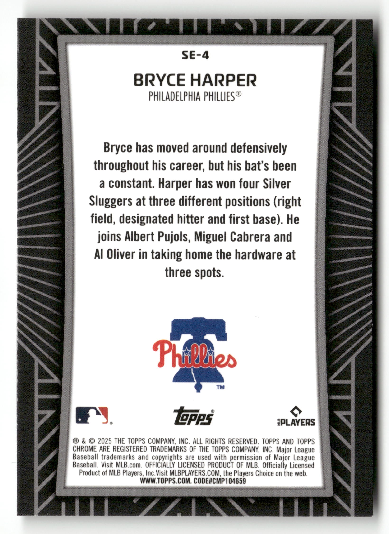 2025 Topps Chrome #SE-4 Bryce Harper Shadow Etch SP