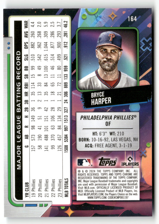 2024 Topps Chrome Cosmic #164 Bryce Harper Blue Moon Refractors #/99