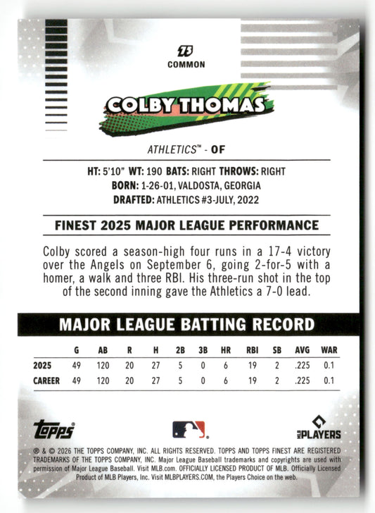 2026 Finest #75 Colby Thomas White X-Fractors #/30