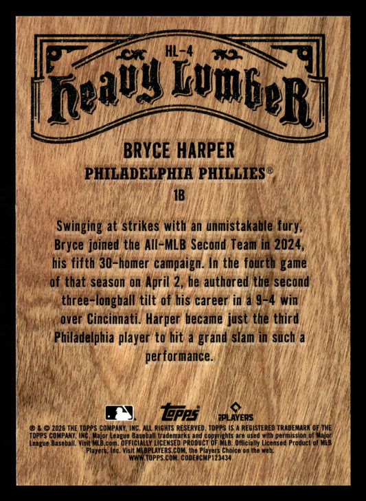 2026 Topps #HL-4 Bryce Harper Heavy Lumber