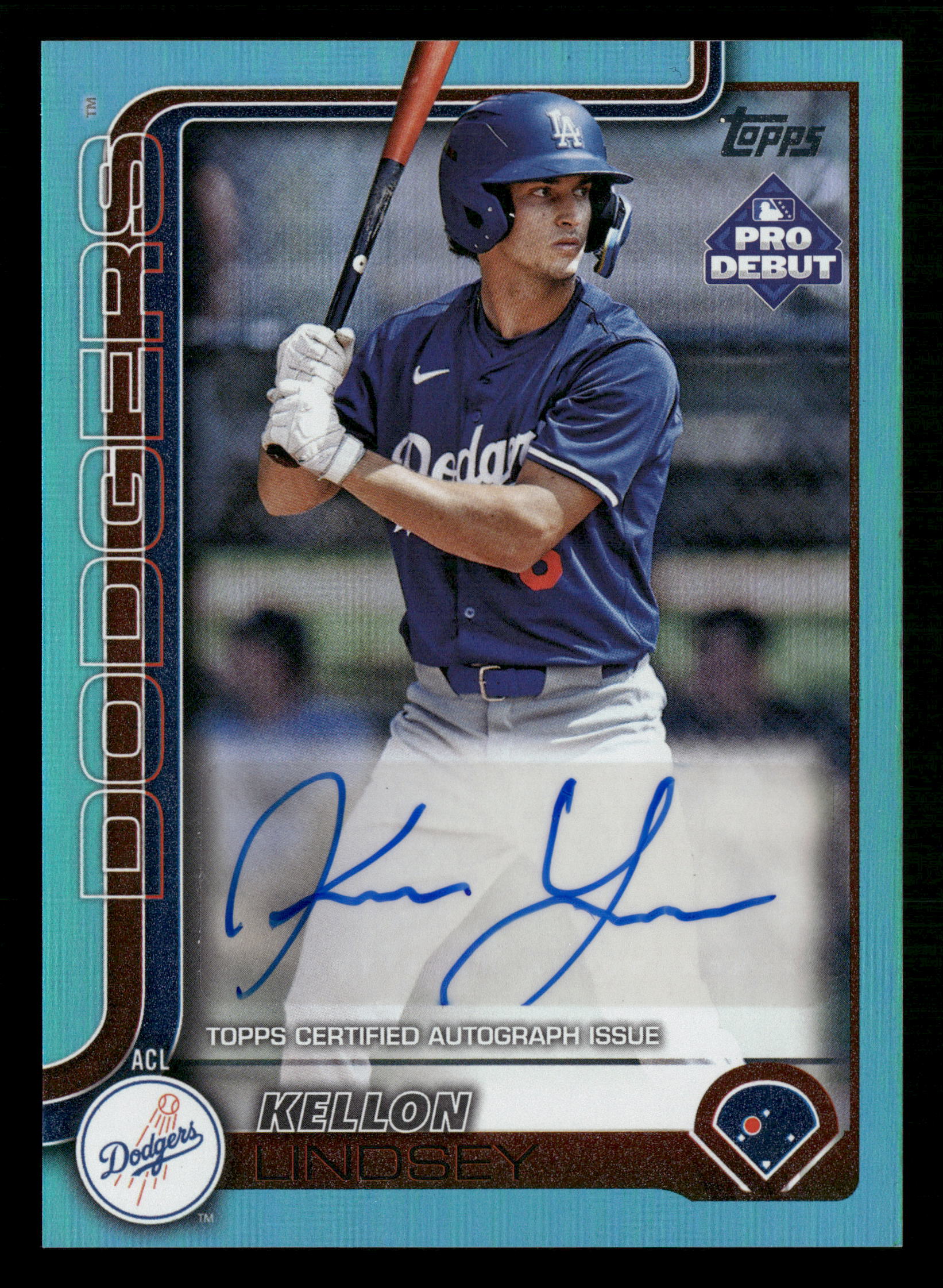 2025 Topps Pro Debut #PD-99 Kellon Lindsey Base Autographs Aqua Foil #/75