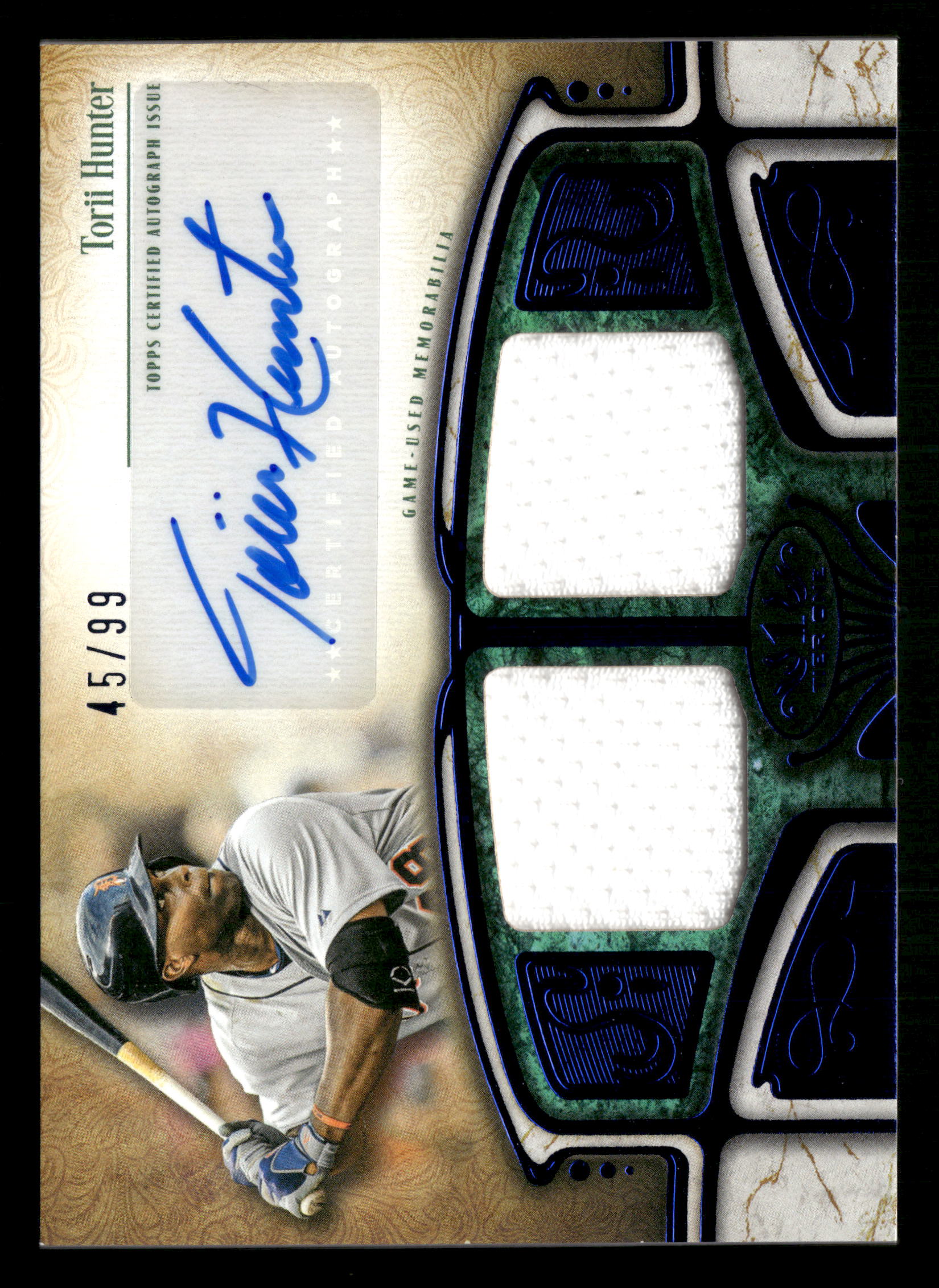 2026 Tier One #AT1R-THU Torii Hunter Tier One Autographed dual Relics Blue #/99