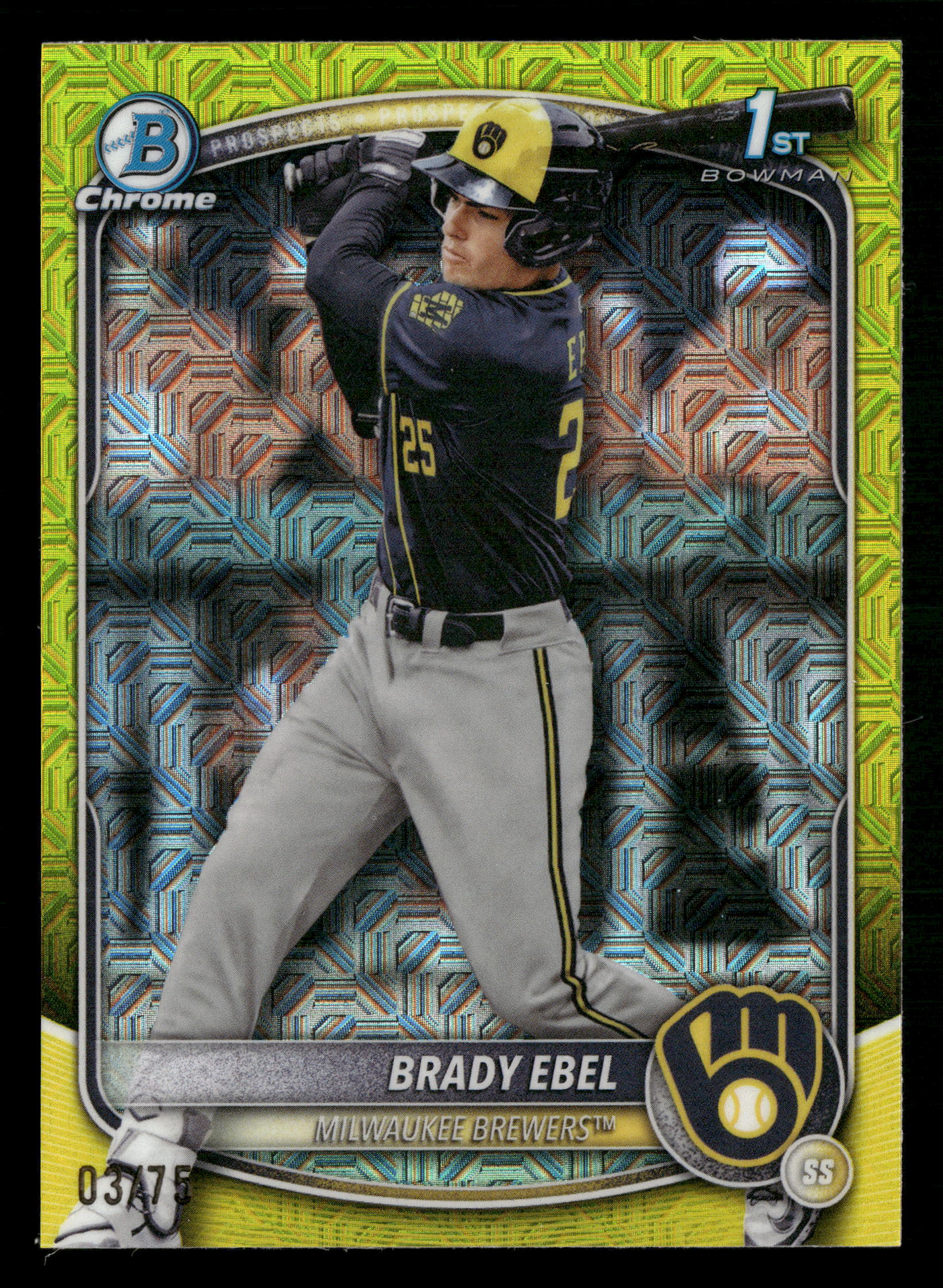 2025 Bowman Draft #BDC-194 Brady Ebel Chrome Yellow Mojo Refractor #/75