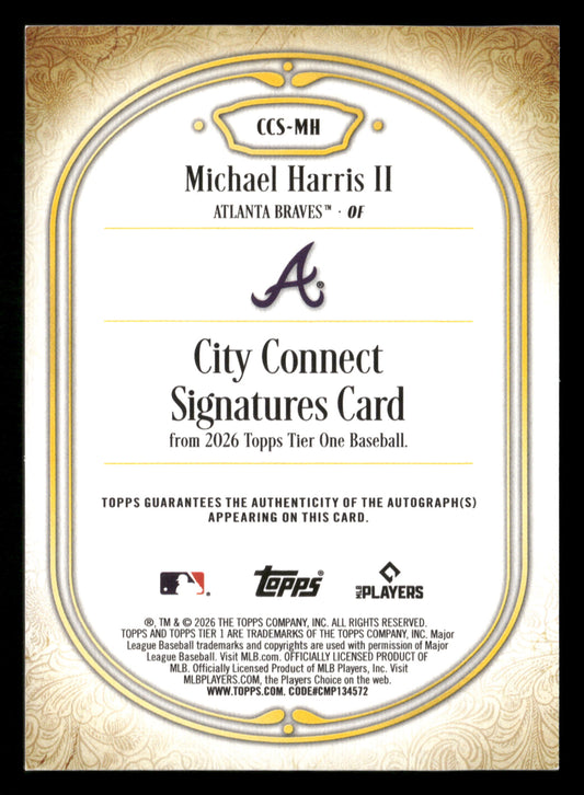 2026 Topps Tier One #CCS-MH Michael Harris II City Connect Signatures #/199