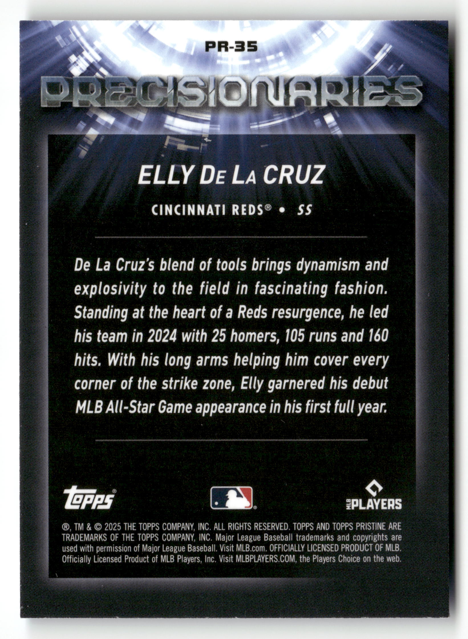 2025 Topps Pristine #PR-35 Elly De La Cruz Precisionaries Blue Refractors #/75