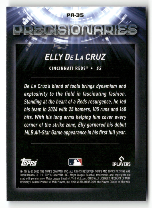 2025 Topps Pristine #PR-35 Elly De La Cruz Precisionaries Blue Refractors #/75