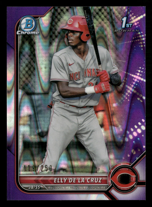 2022 Bowman #BCP-50 Elly De La Cruz Chrome Prospects Purple RayWave #/250