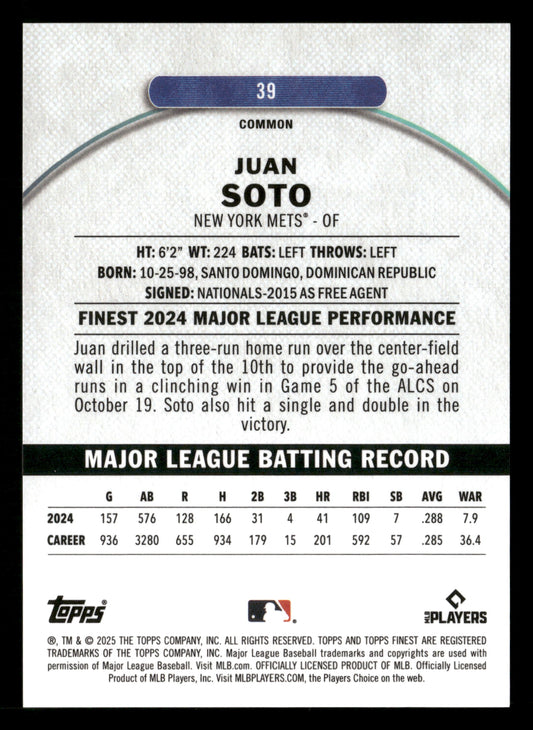 2025 Finest #39 Juan Soto Gold Refractors #/50