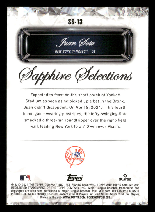 2024 Topps Chrome Update Sapphire Edition #SS-13 Juan Soto Sapphire Selections