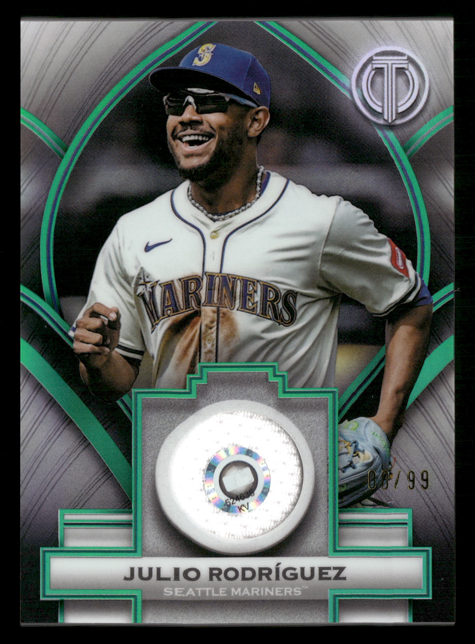 2026 Topps Tribute #SOA-JRO Julio Rodríguez Stamp Of Approval Relics Green #/99