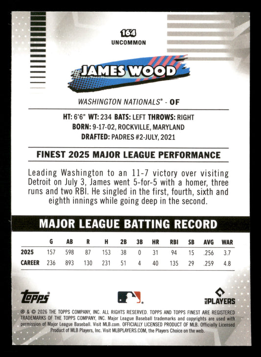 2026 Finest #164 James Wood Blue Refractors #/150