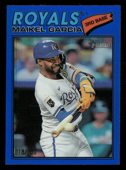 2026 Topps Heritage #84 Maikel Garcia Chrome Blue Refractors #/150