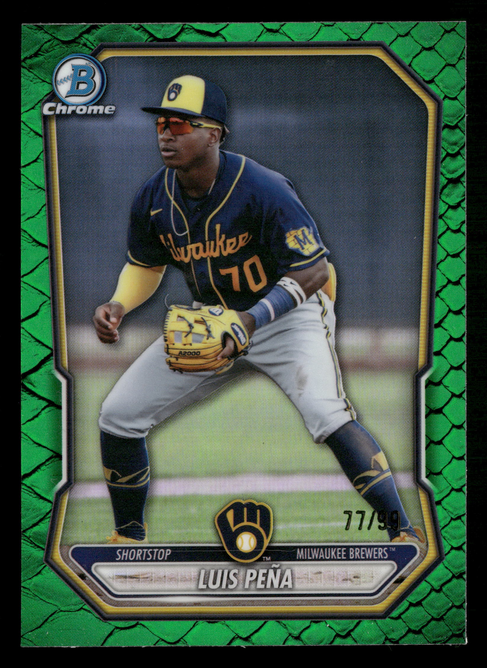 2026 Bowman #BCP-120 Luis Peña Chrome Prospects Reptilian Green Refractor #/99