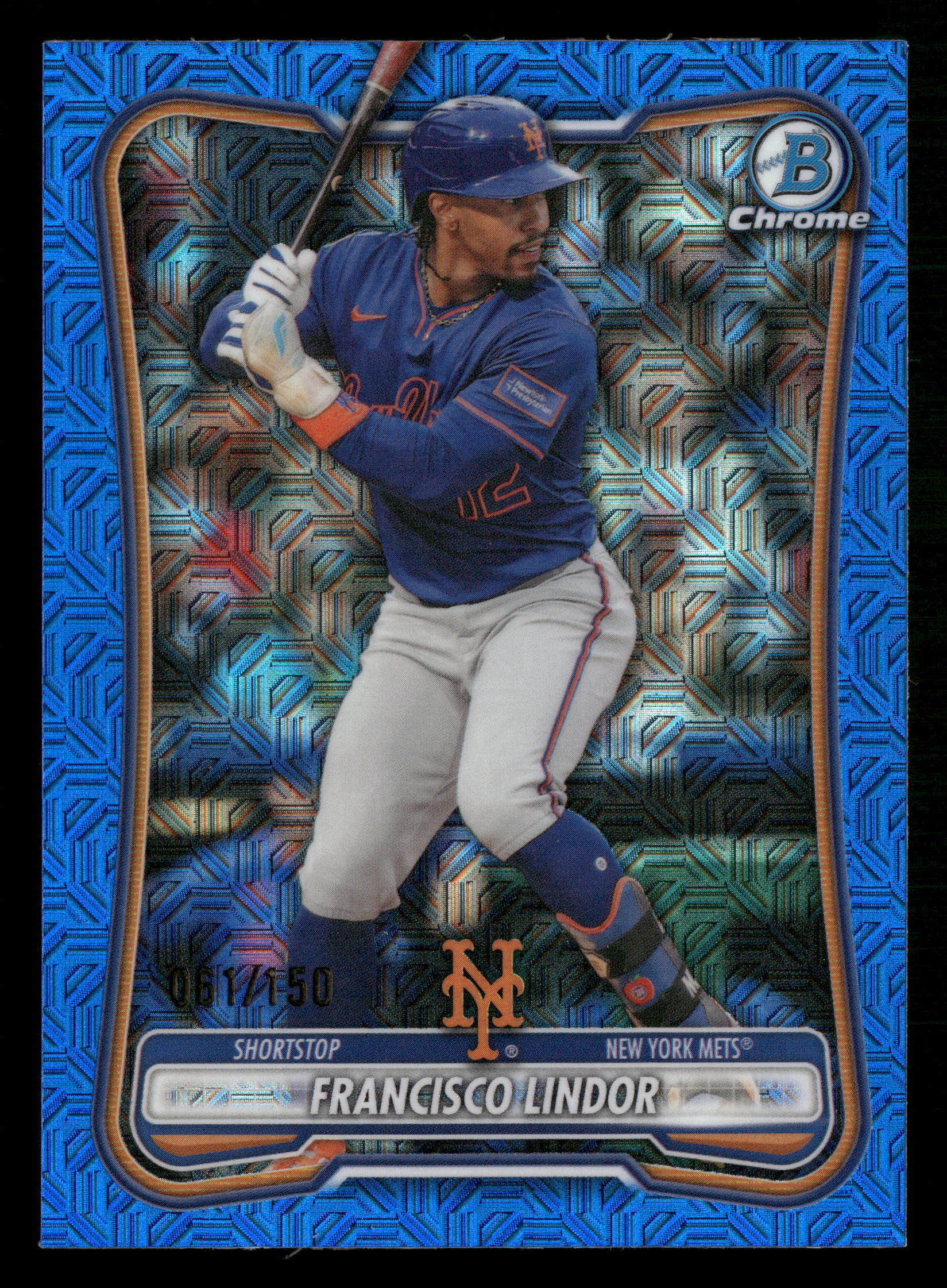 2026 Bowman #17 Francisco Lindor Chrome Mojo Blue Refractors #/150