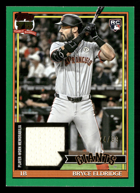 2026 Topps #91R-BE Bryce Eldridge 1991 35th Anniversary Relics Green #/99