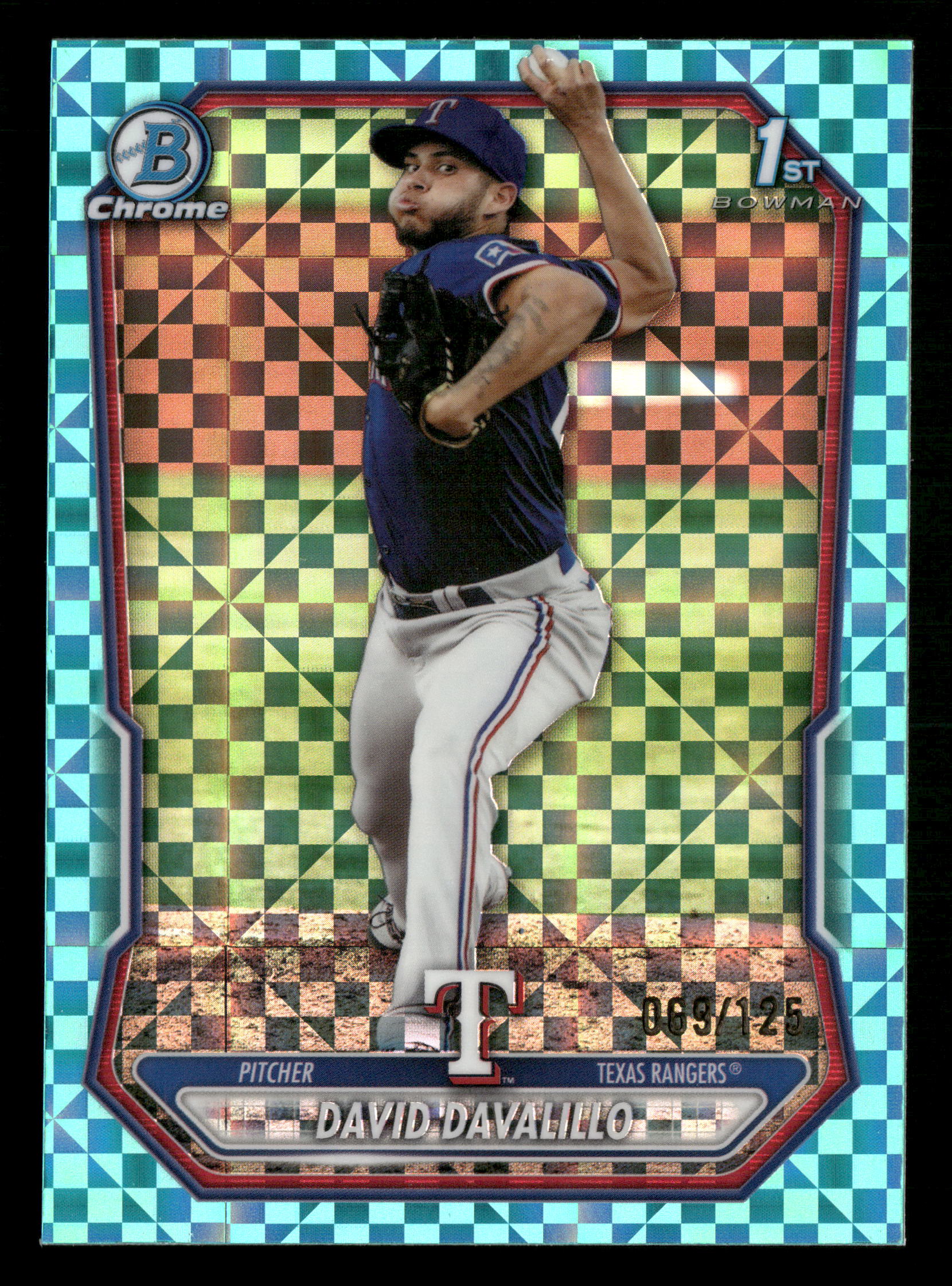 2026 Bowman #BCP-42 David Davalillo Chrome Prospects Aqua X-Fractor #/125