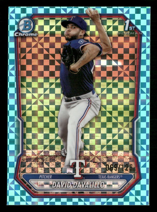 2026 Bowman #BCP-42 David Davalillo Chrome Prospects Aqua X-Fractor #/125