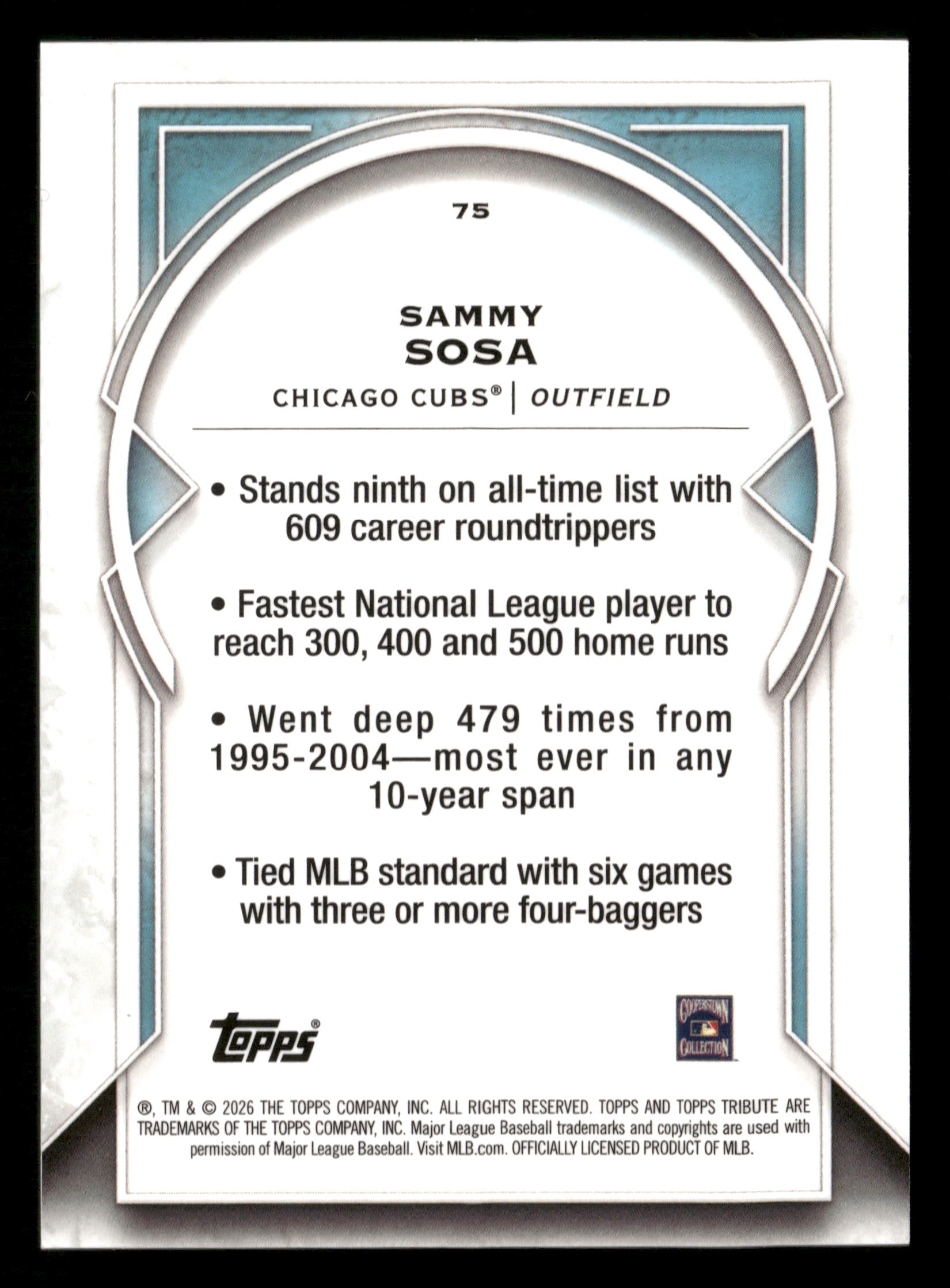 2026 Topps Tribute #75 Sammy Sosa Green #/99
