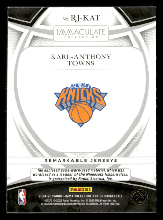 2024-25 Immaculate #RJ-KAT Karl-Anthony Towns Remarkable Jerseys #/99